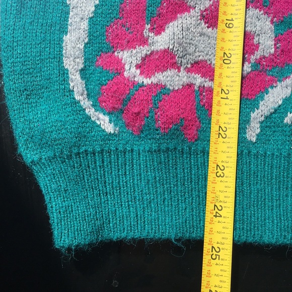 Italian style floral Flower green pink sweater - Picture 5 of 7